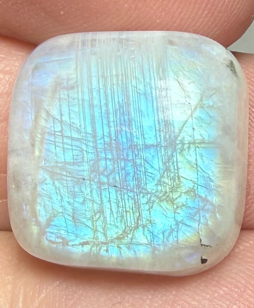 Square 16x16mm Rainbow Moonstone Cabochon 99