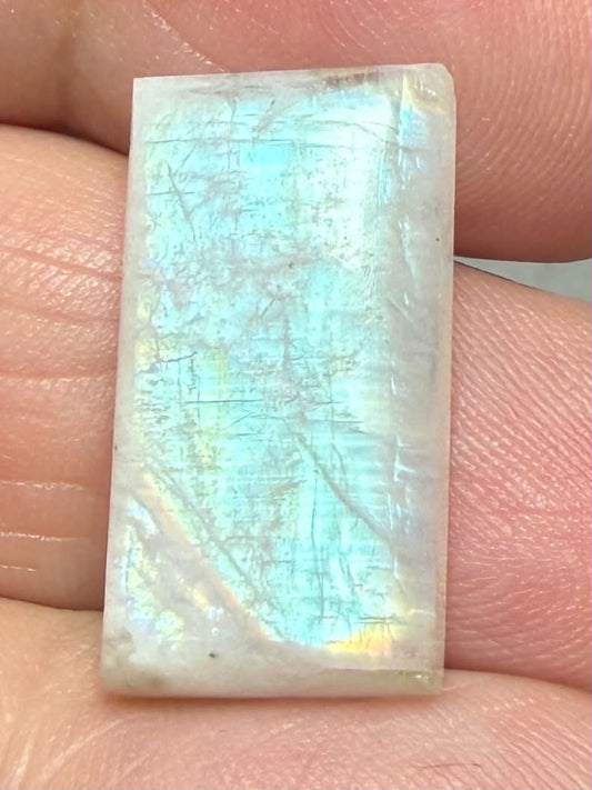 Rectangle 21x11mm Rainbow Moonstone Cabochon 136