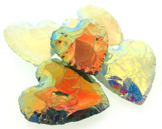 Single Hand Knapped Aura Quartz Heart