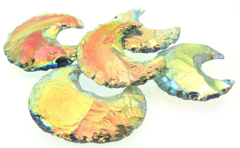 Single Hand Knapped Aura Quartz Moon