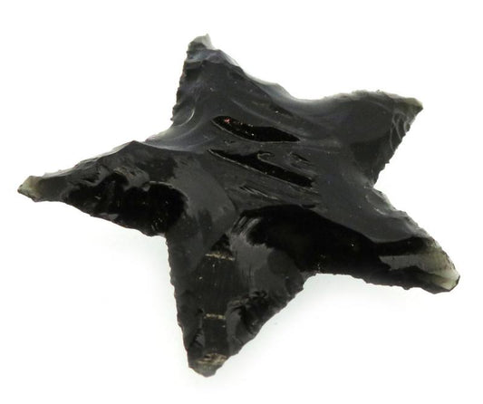 Single Hand Knapped Black Obsidian Star
