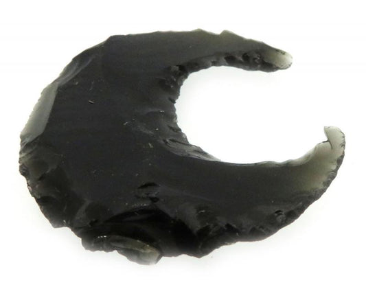 Single Hand Knapped Black Obsidian Moon